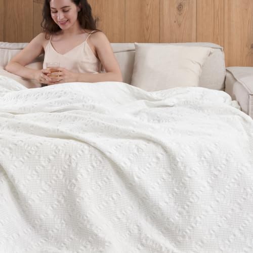 David's Home 100% Cotton Waffle Blanket King Size, Lightweight