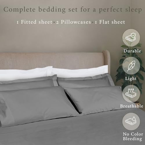 Threadmill 500 Thread Count Cotton King Sheet Set, Sateen, Dark Grey