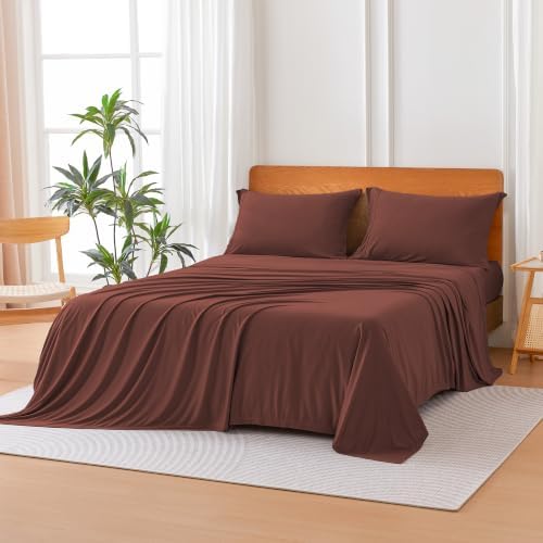 Amazon Basics Jersey Knit 4-Piece Sheet Set, Wrinkle Resistant and