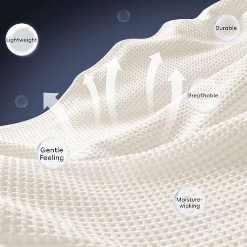 PHF 100% Cotton Waffle Blanket Lightweight Breathable, King Size