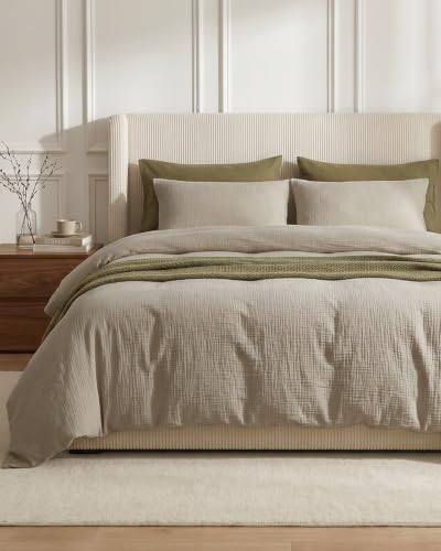 SE SOFTEXLY Muslin Duvet Cover Queen Size, 100% Washed Cotton Duvet