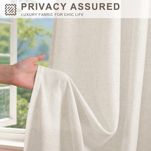 Hiasan Linen Pinch Pleated Curtains, 52" W x 63" L, Cream Beige,2
