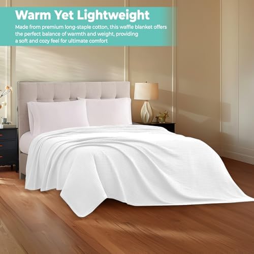100% Cotton Blankets for Bed 90x90- Waffle Weave Blankets for Summer