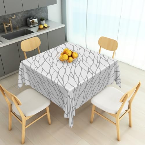 Abstract Gray Stripe Tablecloth Square 60 Inch Casual Abstract