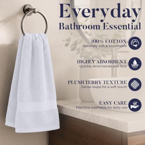 DAN RIVER 6-Pack Premium Hand Towels (16x28 Inches) - 100% Cotton