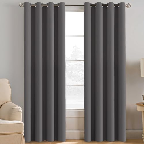 H.VERSAILTEX Microfiber Blackout Grey Curtains for Patio Door Thermal