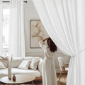 NICETOWN Non-See-Through Off White Sheer 108 inch Curtains, W52xL108