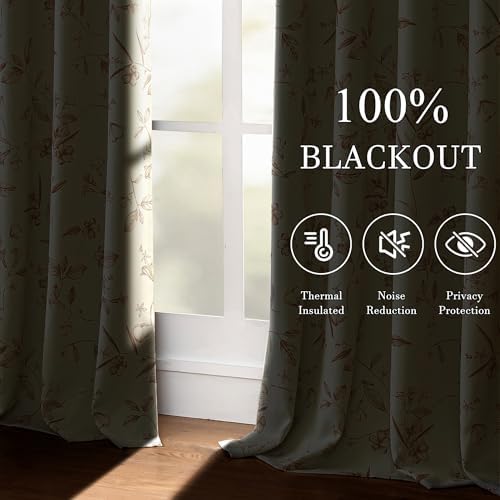 ChrisDowa 100% Blackout Floral Curtains 108 Inch Long 2