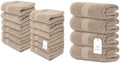 White Classic 12 Luxury Taupe Washcloths 13 x 13 and 4 Luxury Taupe
