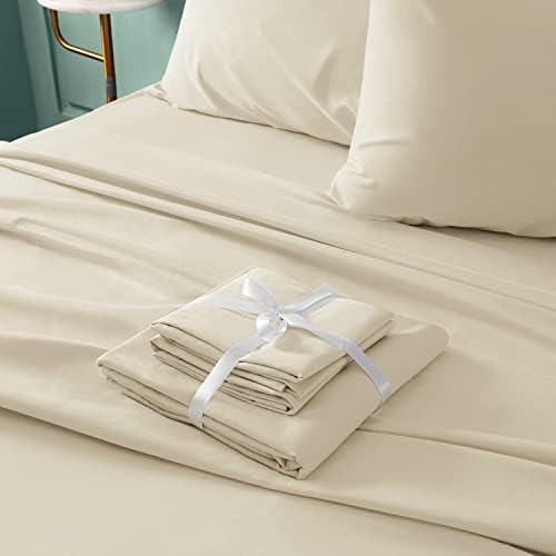 BYSURE 6 Pieces Bed Sheets Set(Full, Cream/Beige) - Hotel Luxury Super