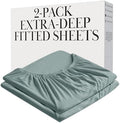 2 Pack Queen Fitted Sheet Only 21 Inch Wrinkle Free Microfiber Steel