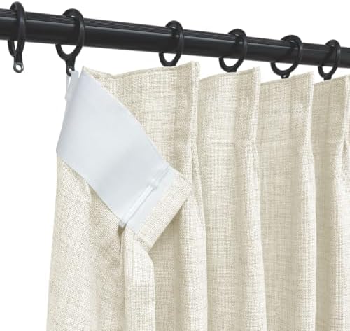Macochico Extra Long Pinch Pleated Linen Curtains Beige, 52Wx120L, 2