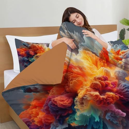 grey Duvet Cover Queen Size, 3 Piece 100% Microfiber Cotton 1 Duvet