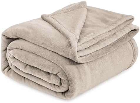 Bedsure Fleece King Size Blankets for Bed Oxford Tan&King Size Blanket