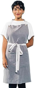 Caldo Linen Kitchen Apron for Cooking - Mens and Womens Linen Bib