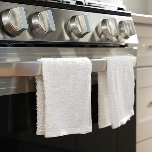 S&T INC. Cotton Terry Cleaning Towels, 48 Pack, 14" x 17", White