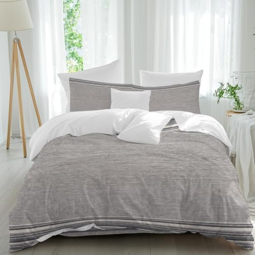 Neutral Light Gray Duvet Cover Set-4 Pieces Cal King Bedding Sets