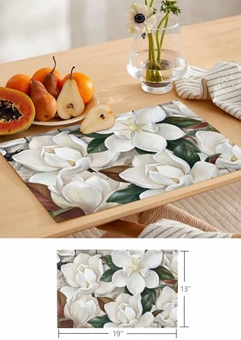 Botanical Flowers Table Runner and Placemats Set of 4 Farm Blanc