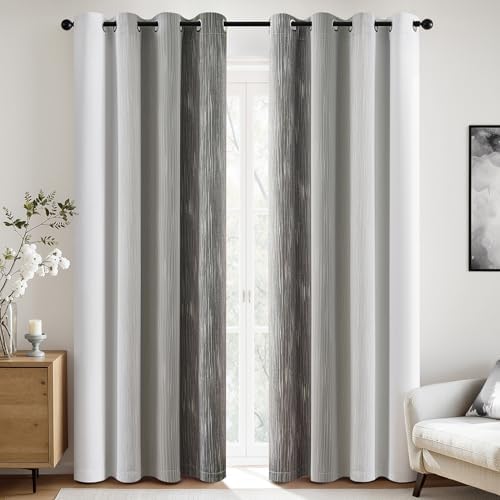 MIULEE Grey and Greyish White Ombre Blackout Curtains 52Wx96L Set of 2