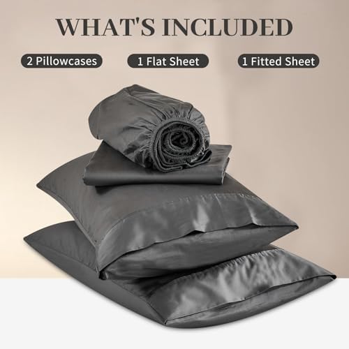 4-Piece Cotton Bed Sheet Set, Dark Grey, 16" Deep Pocket – King