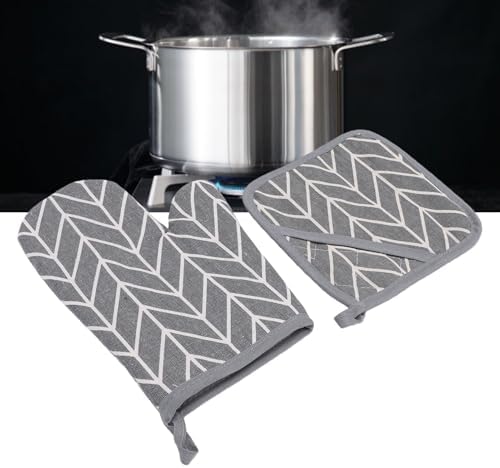 Oven Mitt and Pot Holder Set, Thickened Cotton Heat (2 Sets)