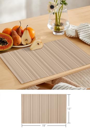 Beige Tan Table Runner and Placemats for Dining Table, Burlap Coffee