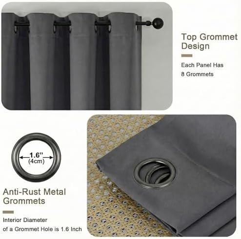 100% Blackout Curtains for Bedroom - Extro Long Thermal Insulated