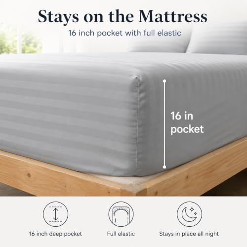 100% Giza Egyptian Cotton Sheets - Silky Sateen Weave, 4 Piece Luxury