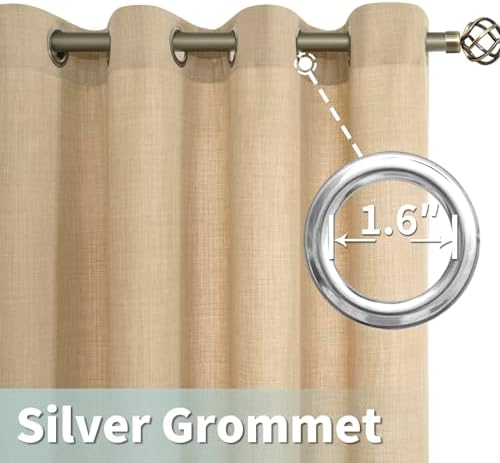 LAMIT Light Filtering Natural Linen Curtains for Living Room 84 Inch