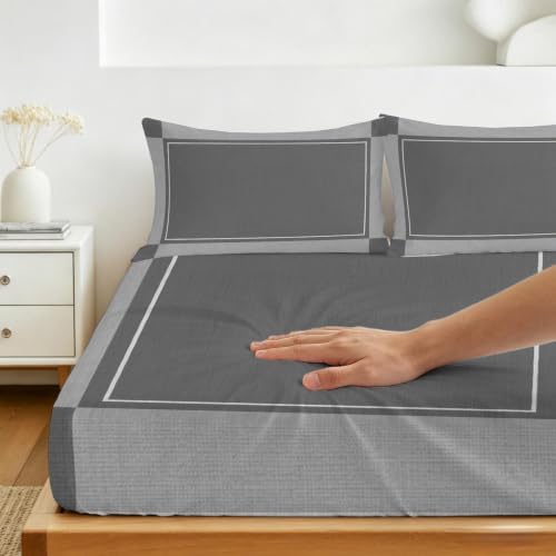 Queen Fitted Sheet Deep Pocket, Light Gray Palid Minimalist Soft