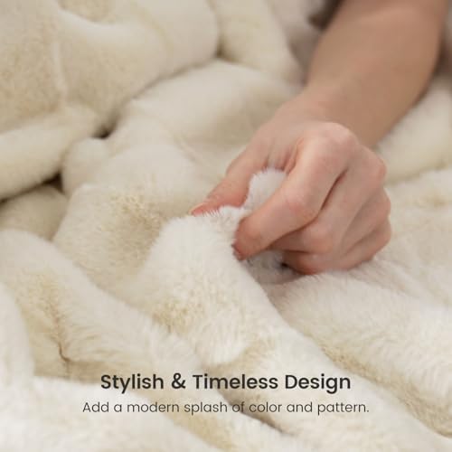 Cozy Bliss Fluffy Faux Fur Blanket King Size for Bed, Fuzzy Soft