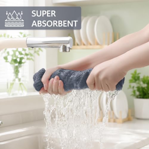 Mordimy 8 Pack 100% Cotton Kitchen Towels and Dishcloths Set, Dark