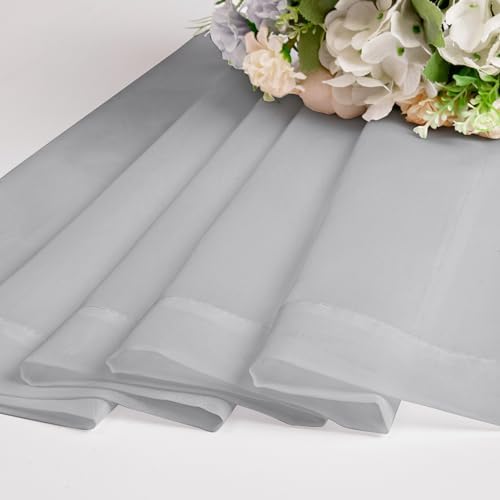 OWENIE Light Grey Sheer Curtains 84 inches Long 2 Panels Set for
