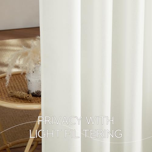 NICETOWN Sheer Ivory Curtains 96 inches Long, Rod Pocket & Back Tab