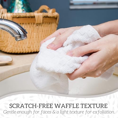 GREEN LIFESTYLE 12x12 inches Checker Washcloths 6 Pack, Soft, Durable