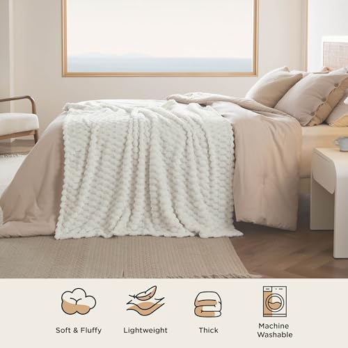 Bedsure King Size Blanket for Bed - 350GSM Fluffy Plush Bubble Blanket