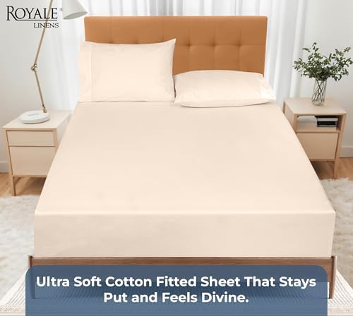 Royale Linens 100% Organic Cotton Fitted Sheet - Percale Weave - Super