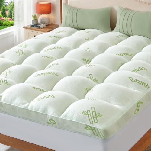 ELEMUSE Queen Size Bamboo Viscose Mattress Topper, Thick Pillow Top