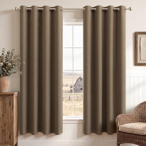 72 Inches Dark Brown Total Blackout Bronze Grommet Curtains for