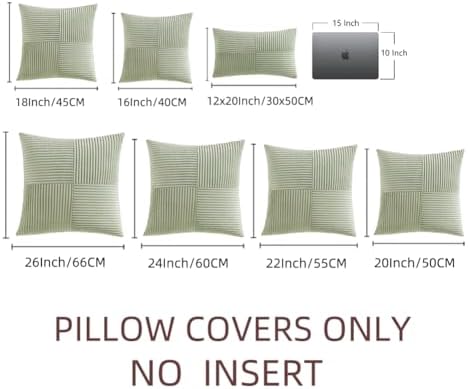 Fancy Homi 2 Packs Sage Green Decorative Throw Pillow Covers 20x20