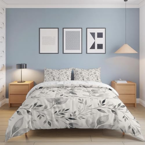 Vintage Botanical Duvet Cover King Size Bedding Set 4 Pieces, 1
