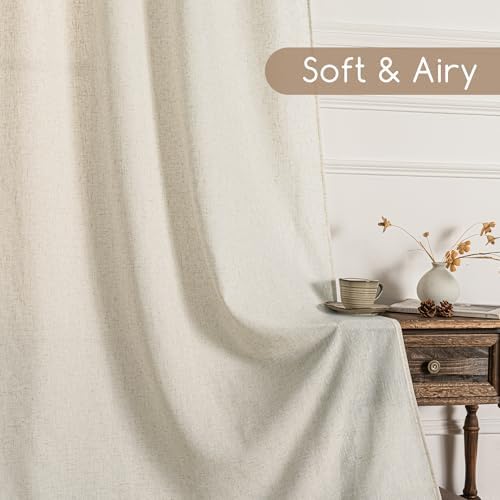 Natural Extra Long Linen Curtains 192 Inches Long for Living Room High