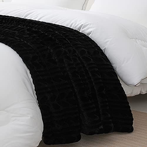 Exclusivo Mezcla Sherpa Fleece Throw Blanket, 50x70 Inch, Dark Black
