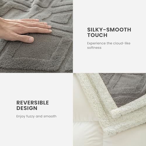 Sherpa Throw Blanket for Couch, and Bed, Twin 60"x80", Dark Gray