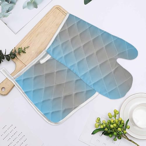 Quilted Cotton Terry Cloth Oven Mitt, Pot Holder Sky Blue Gradient
