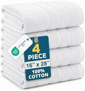 Casa Platino Hand Towels for Bathroom 100% Cotton 4 Pack 16x26 - White