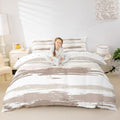 Erosebridal Abstract Brown Duvet Cover Queen Size Modern White Grey