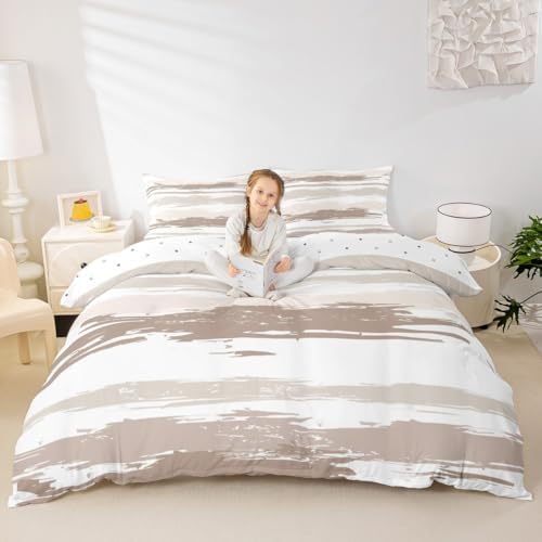Erosebridal Abstract Brown Duvet Cover Queen Size Modern White Grey