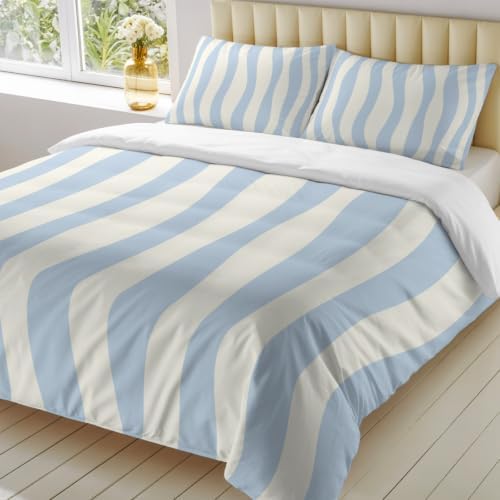 Duvet Cover King Size 3 Piece Bedding Set, Minimalist Stripes Soft
