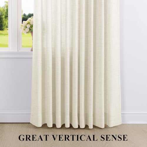 Fcosie Extra Long Curtains, Linen Blend Pleat Pleated Drapes for